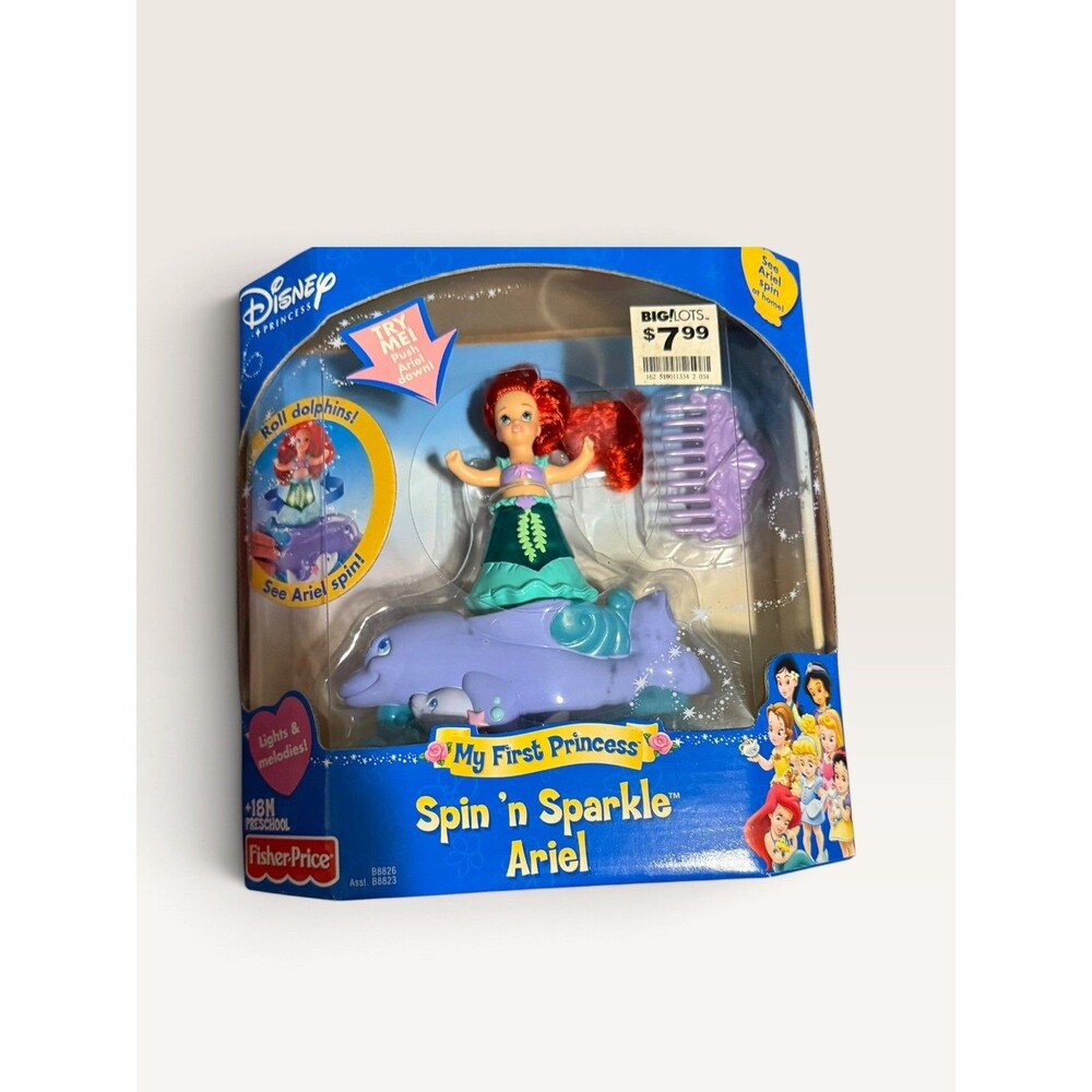 RARE 2003 FISHER PRICE MY FIRST PRINCESS SPIN SPARKLE ARIEL MUSICAL NEW SEALED !